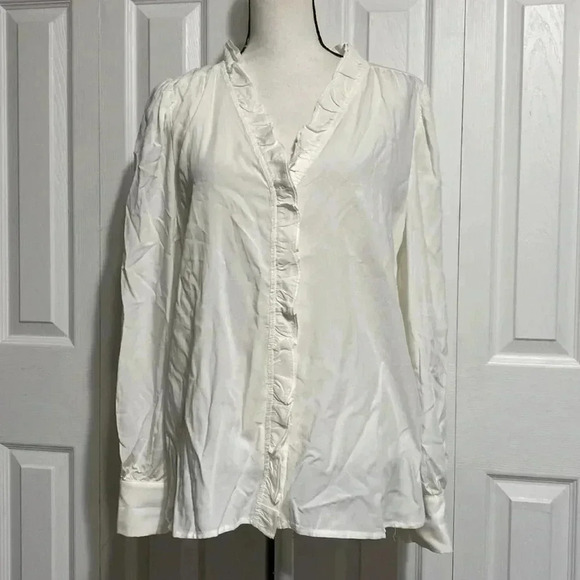 Dear John cream button down shirt top blouse - Picture 1 of 12